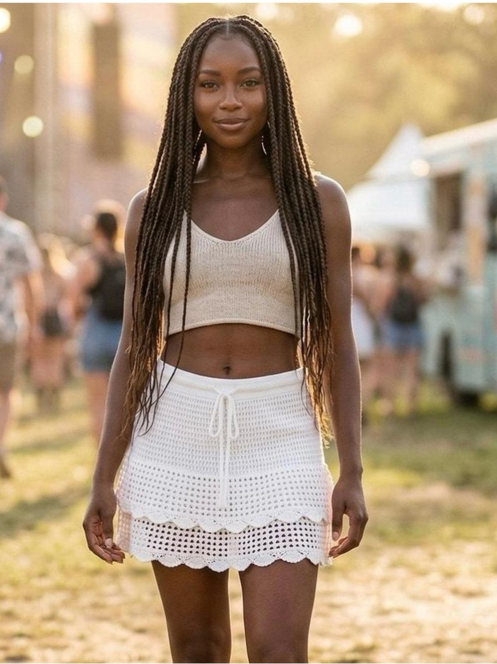 Wild fable White Tiered Crochet Mini Skirt M size